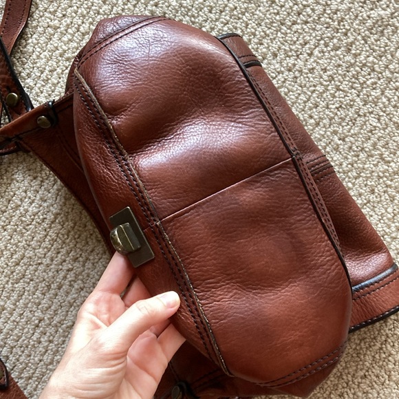 Fossil Leather Turn Lock Crossbody Bag Shoulder Flap Front 1954 Handbag Brown - Picture 10 of 15